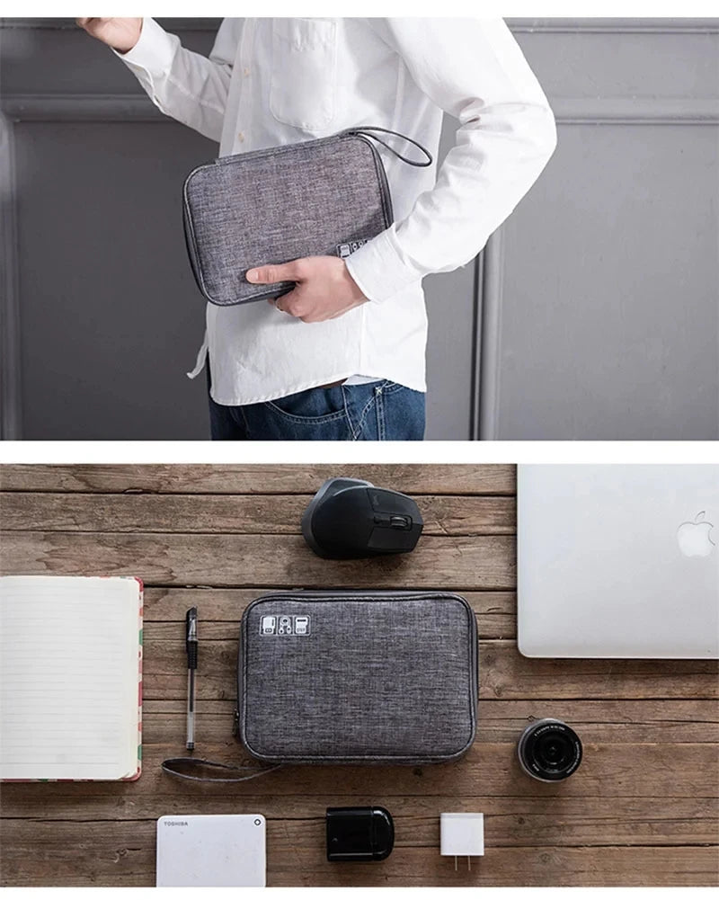 Waterproof Cable Storage Organizer Bag – Portable Travel Electronic Accessories Case for Cables & Chargers