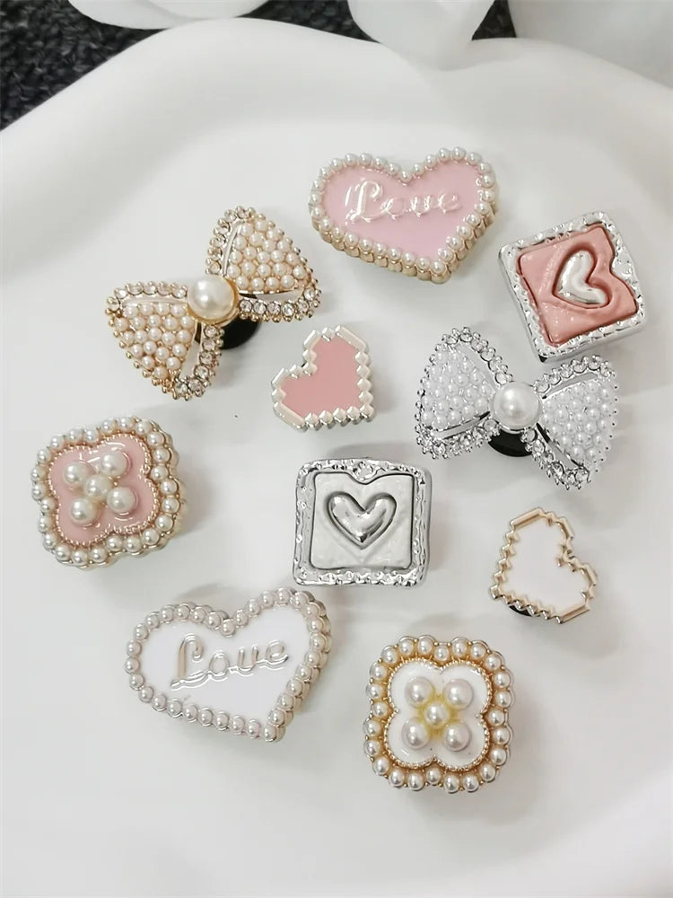 5PCS ABS Shoe Charms Buckles DIY Rhinestone Bowtie Clog Parts Decoration Garden Shoes Accessories For Women Birthday Party Gifts