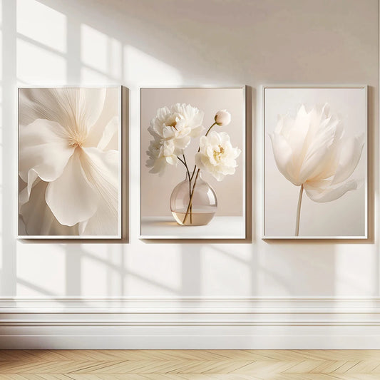 1/3pcs Frameless Nordic Peony Canvas – Modern Floral Wall Art for Home Décor
