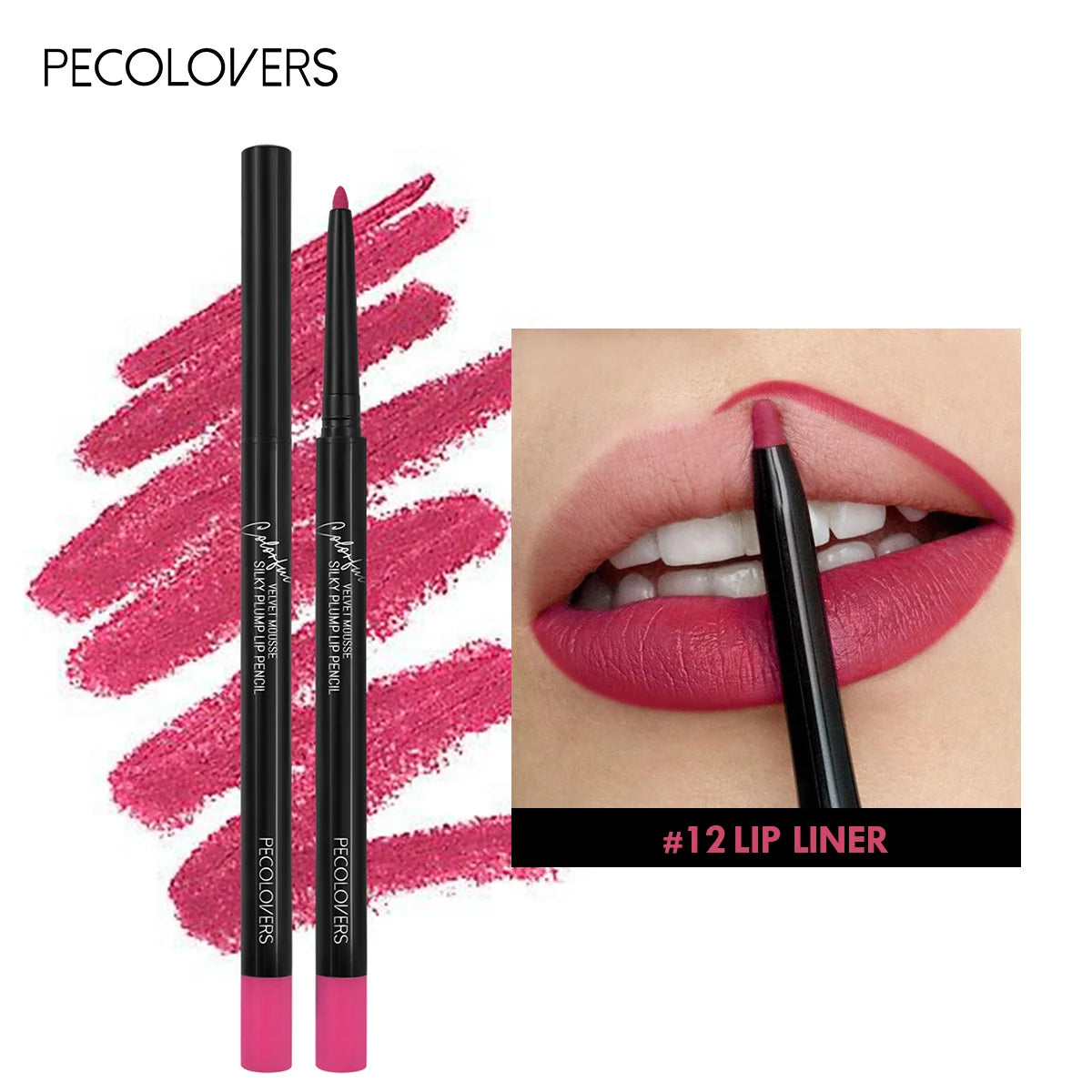 Waterproof Matte Lipliner Pencil – Red Contour Lipstick, Long-Lasting, Non-Stick & Moisturizing (12 Colors)