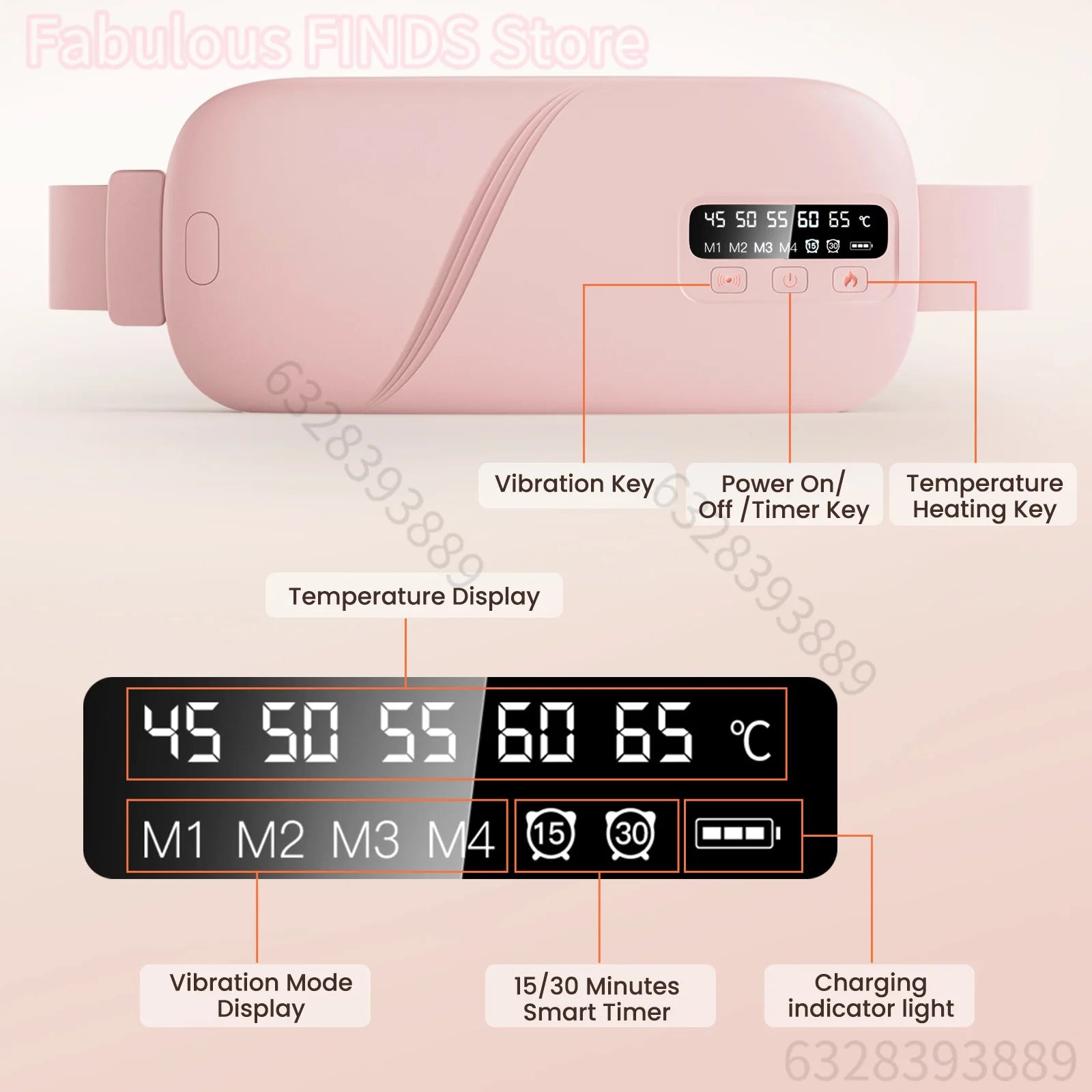 Rechargeable Heated Menstrual Waist Massager for Women