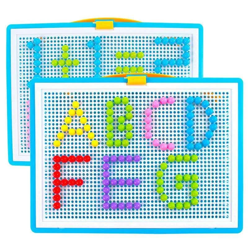 296pcs 3D STEM Building Puzzle Toy – Educational Mushroom Nail Design Learning Board Game for Kids