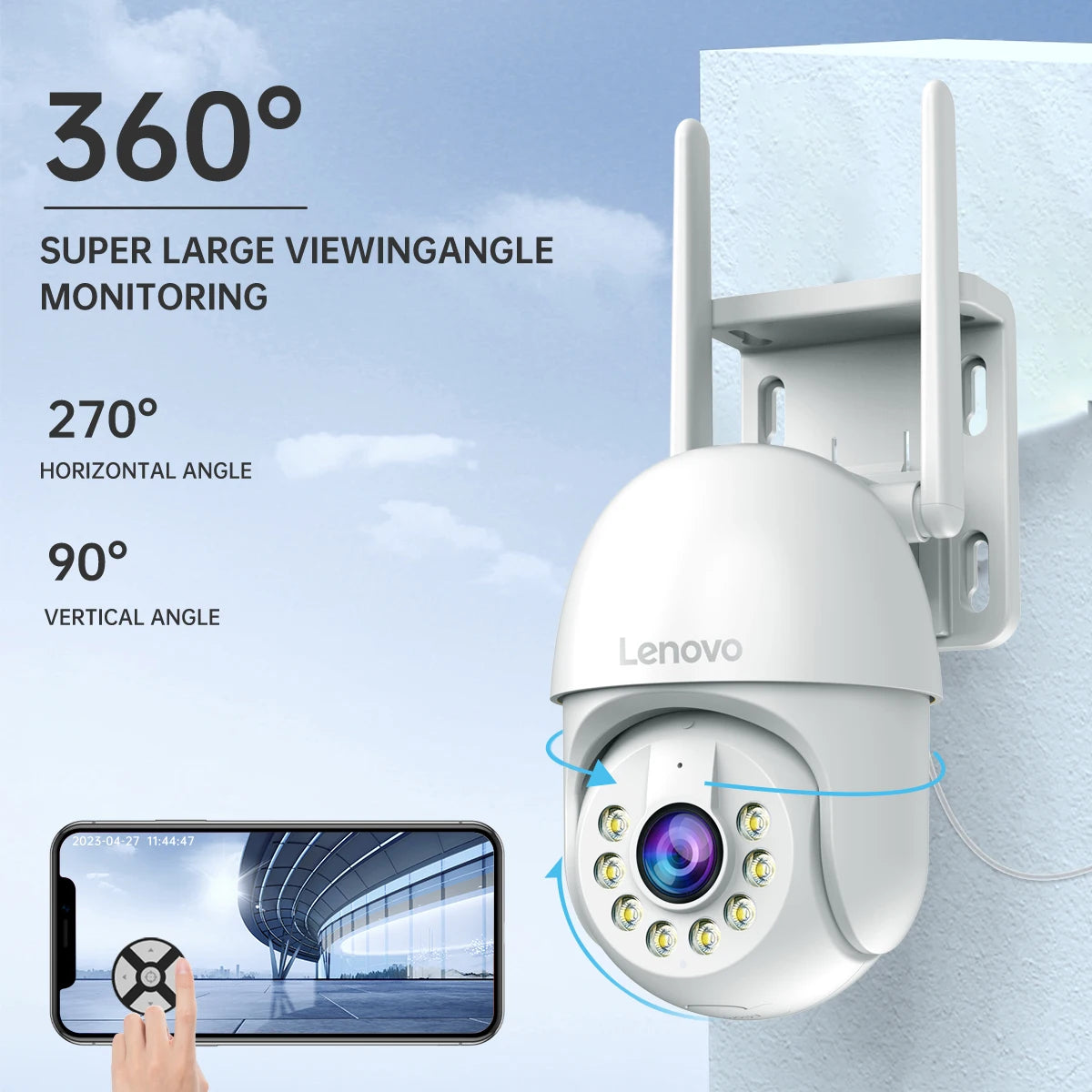 Lenovo 5MP Smart WiFi Outdoor PTZ Camera – 5x Zoom, Auto Tracking, ONVIF, Night Vision Security IP CCTV Camera