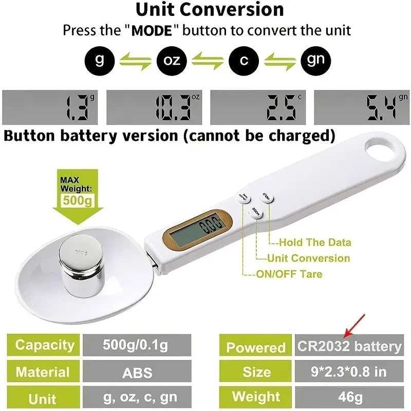 Digital Mini Spoon Scale 0.1–500g Kitchen Measuring Tool