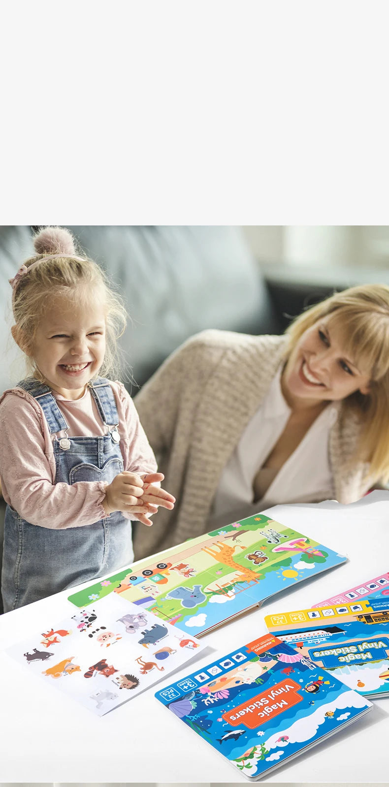 Reusable Magic Sticker Book – DIY Cartoon Animal Puzzle Learning Toy for Kids