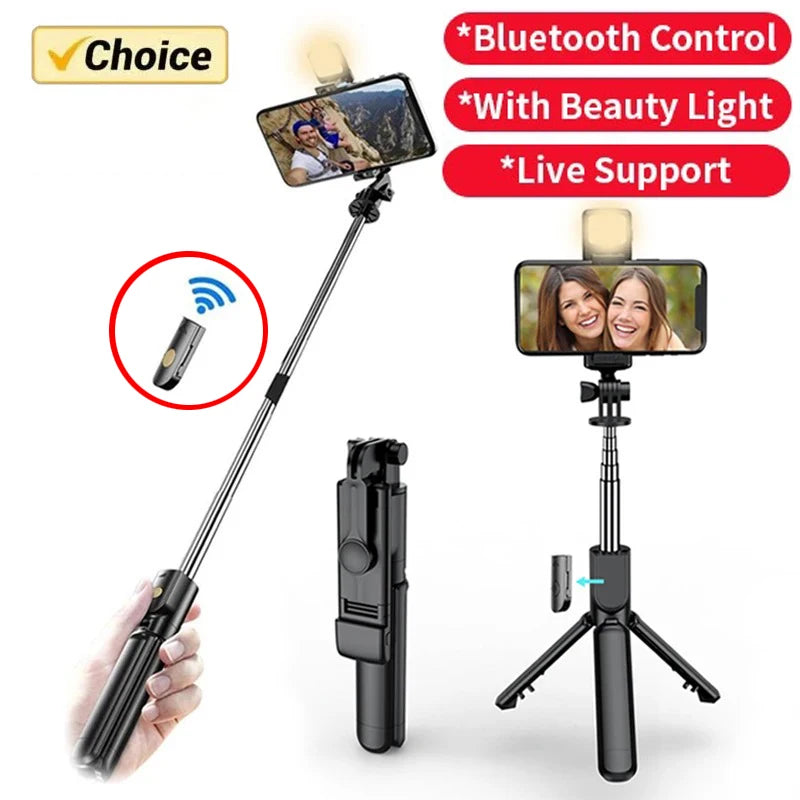 Wireless Selfie Stick Tripod with LED Light & Bluetooth Remote – Extendable Phone Stand for iPhone, Android & TikTok Live Streaming