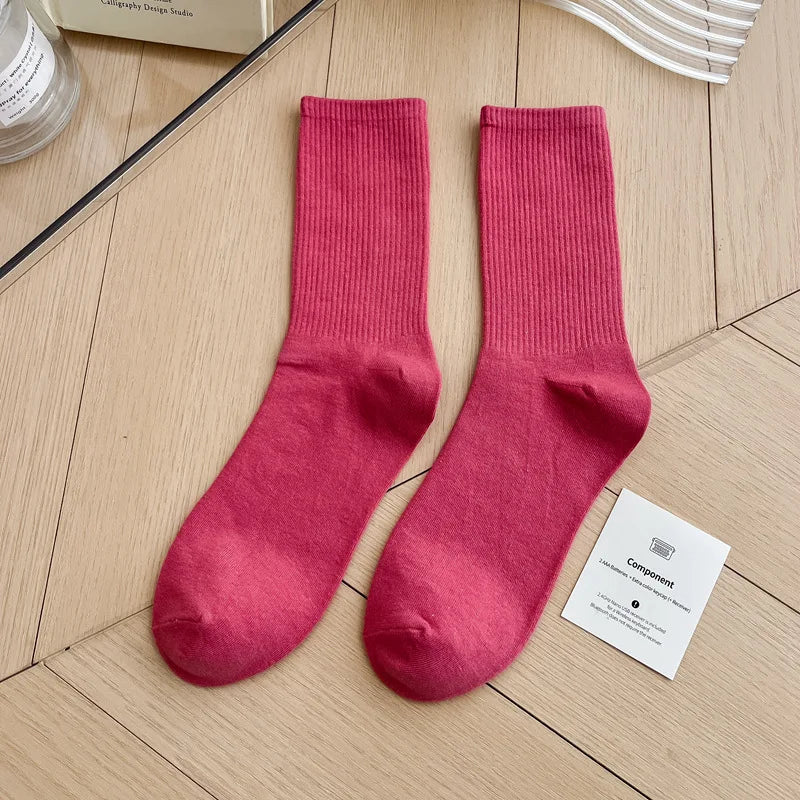 Japanese Fashion Sports Socks – Unisex Cotton Street Style Crew Socks for Autumn & Winter