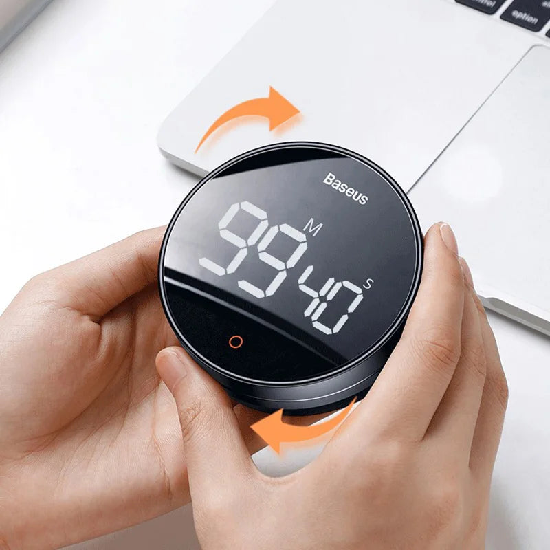 Baseus Magnetic Kitchen Timer – Digital & Mechanical Countdown Alarm