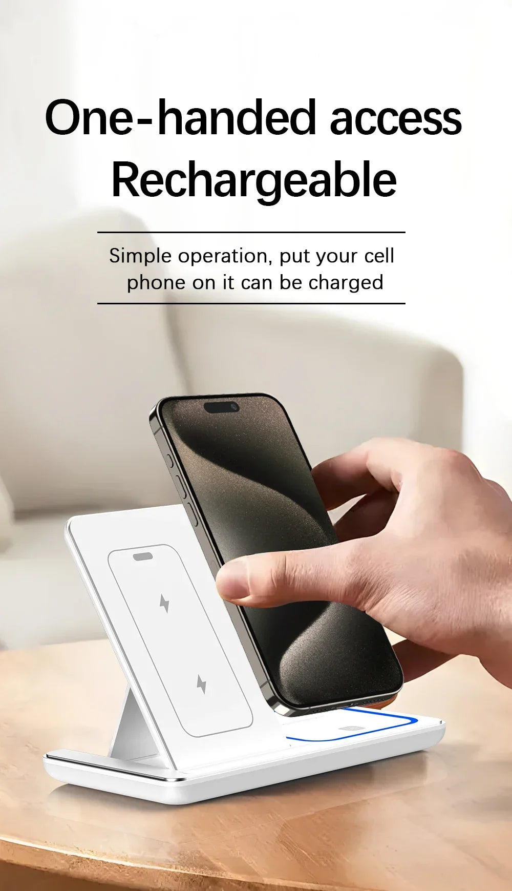 Foldable Wireless Charger Station for iPhone, Apple Watch & AirPods Fast Charging Dock