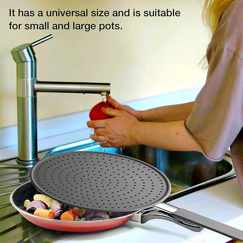 Silicone Kitchen Splatter Screen – Heat-Resistant Oil Splash Guard with Handle