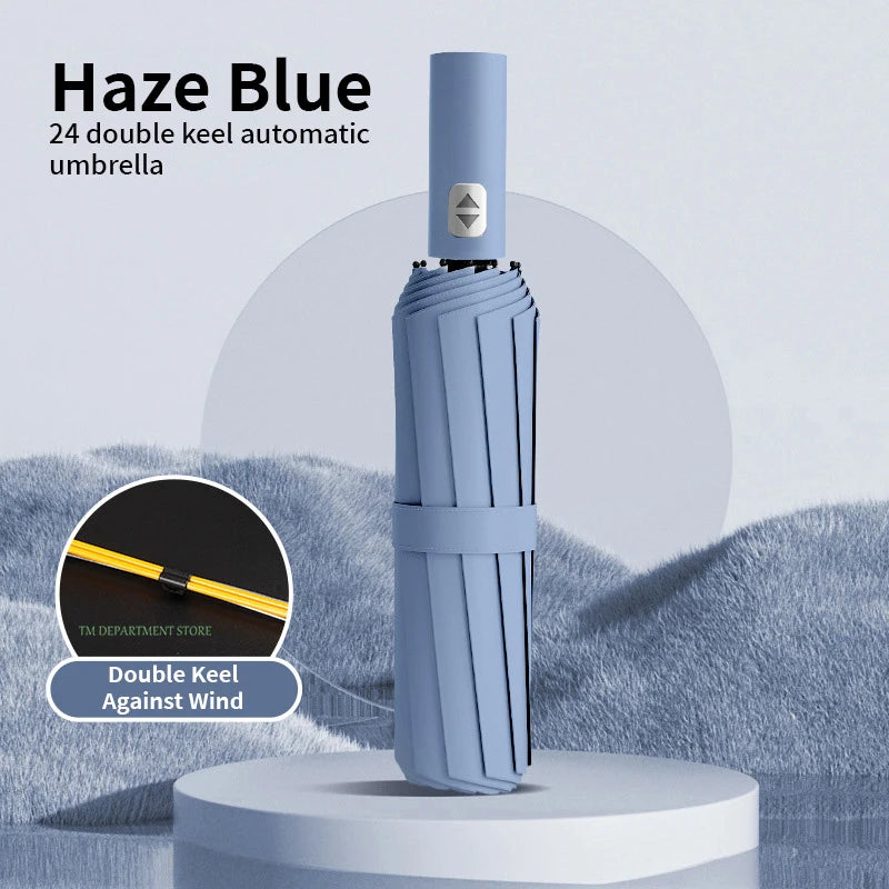 24-Bone Windproof Anti-UV Umbrella – Fully Automatic Foldable Travel Umbrella for Men & Women