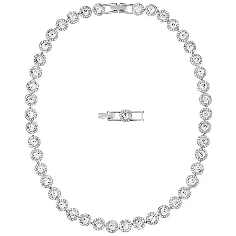 CWWZircons Shiny Tassel Water Drop Cubic Zirconia Big 2 Layer Pearl Necklace Bridal Jewelry Sets for Wedding Women Party T743