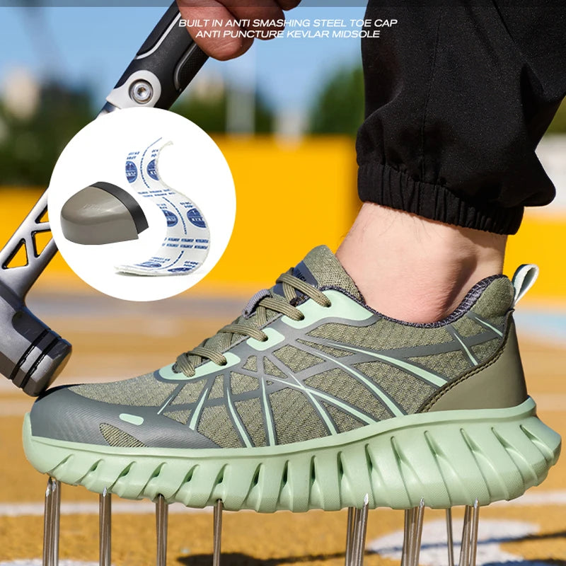 Pink Women’s Steel Toe Work Sneakers – Lightweight Safety Shoes Anti-Smash & Anti-Puncture