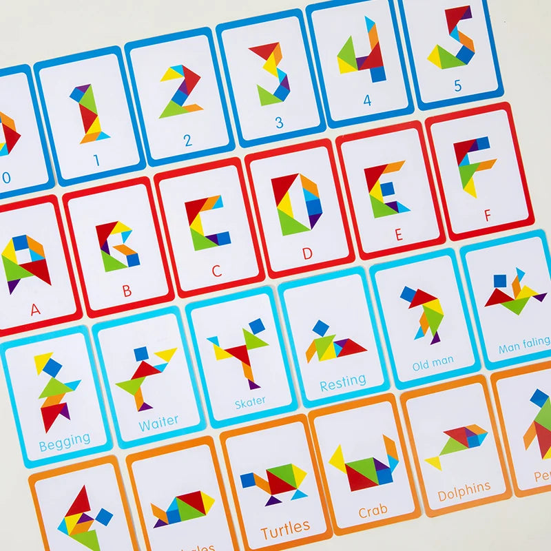 3D Wooden Tangram Puzzle – Montessori Educational Geometric Toy for Kids