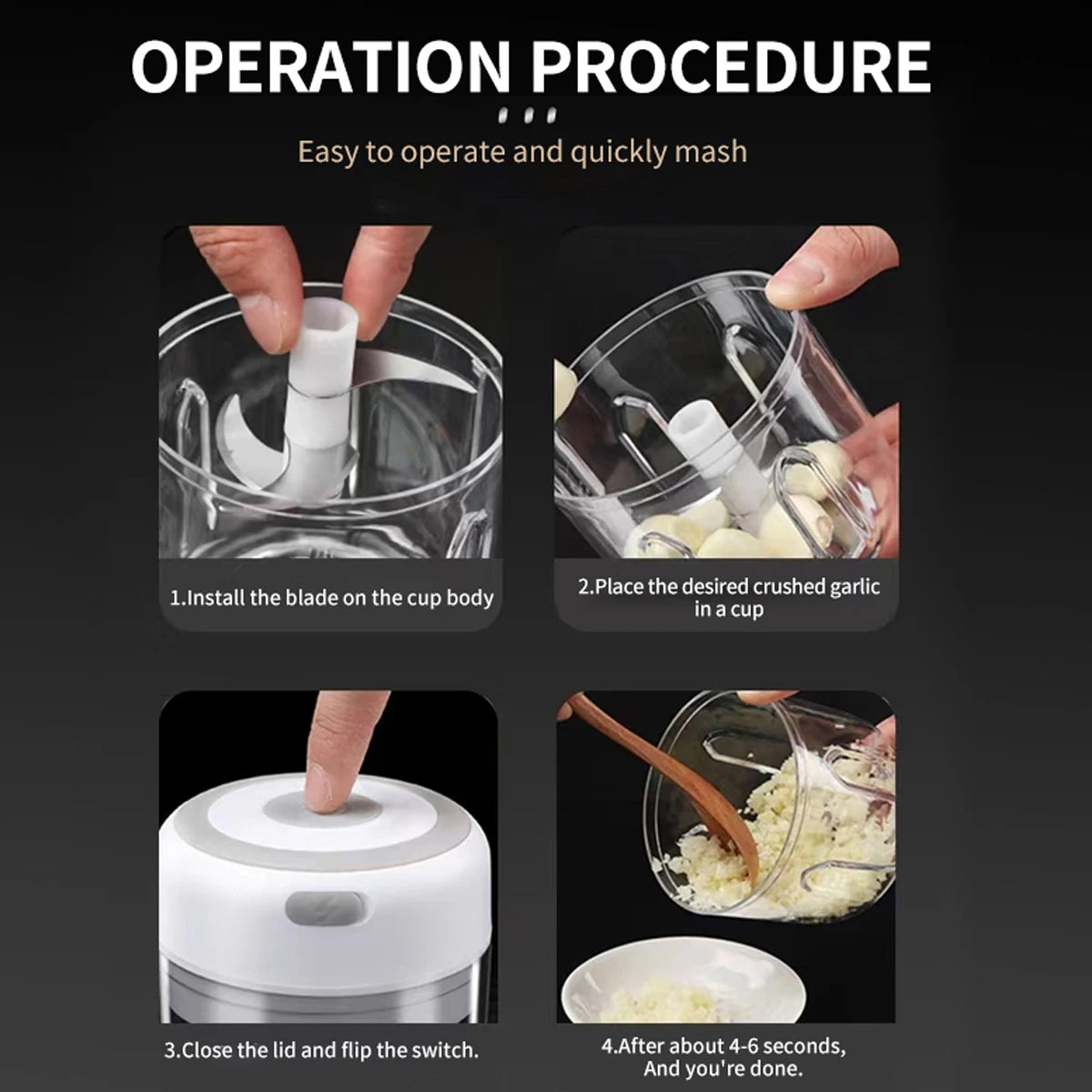 Electric Mini Garlic Chopper – USB Rechargeable Garlic & Meat Masher