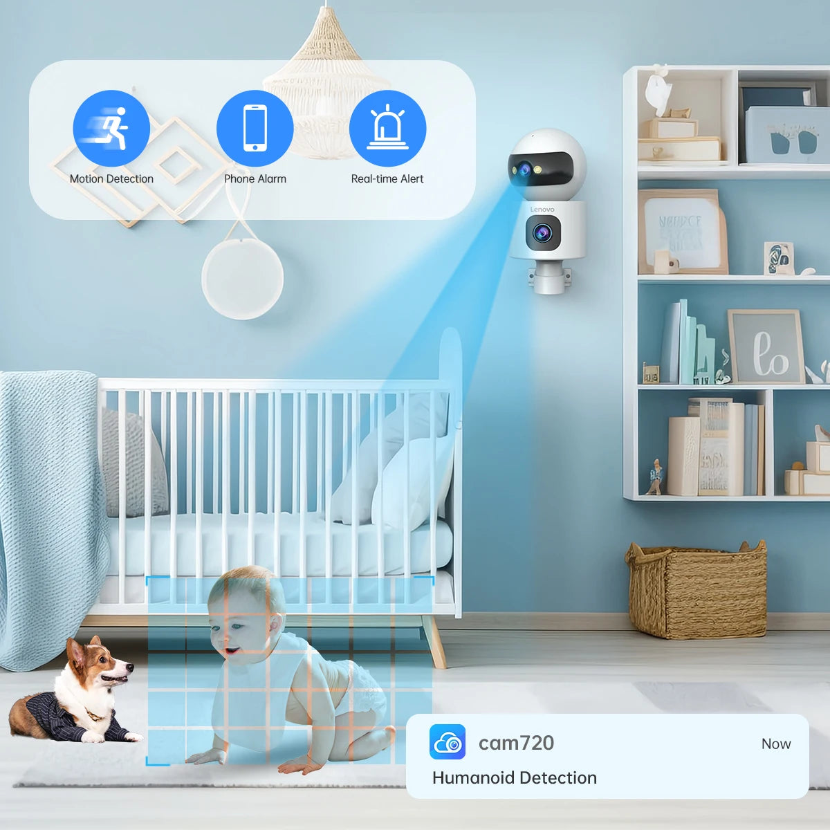 Lenovo 4K Dual-Lens IP Camera 5G WiFi Smart Home Security Baby Monitor with Auto Tracking