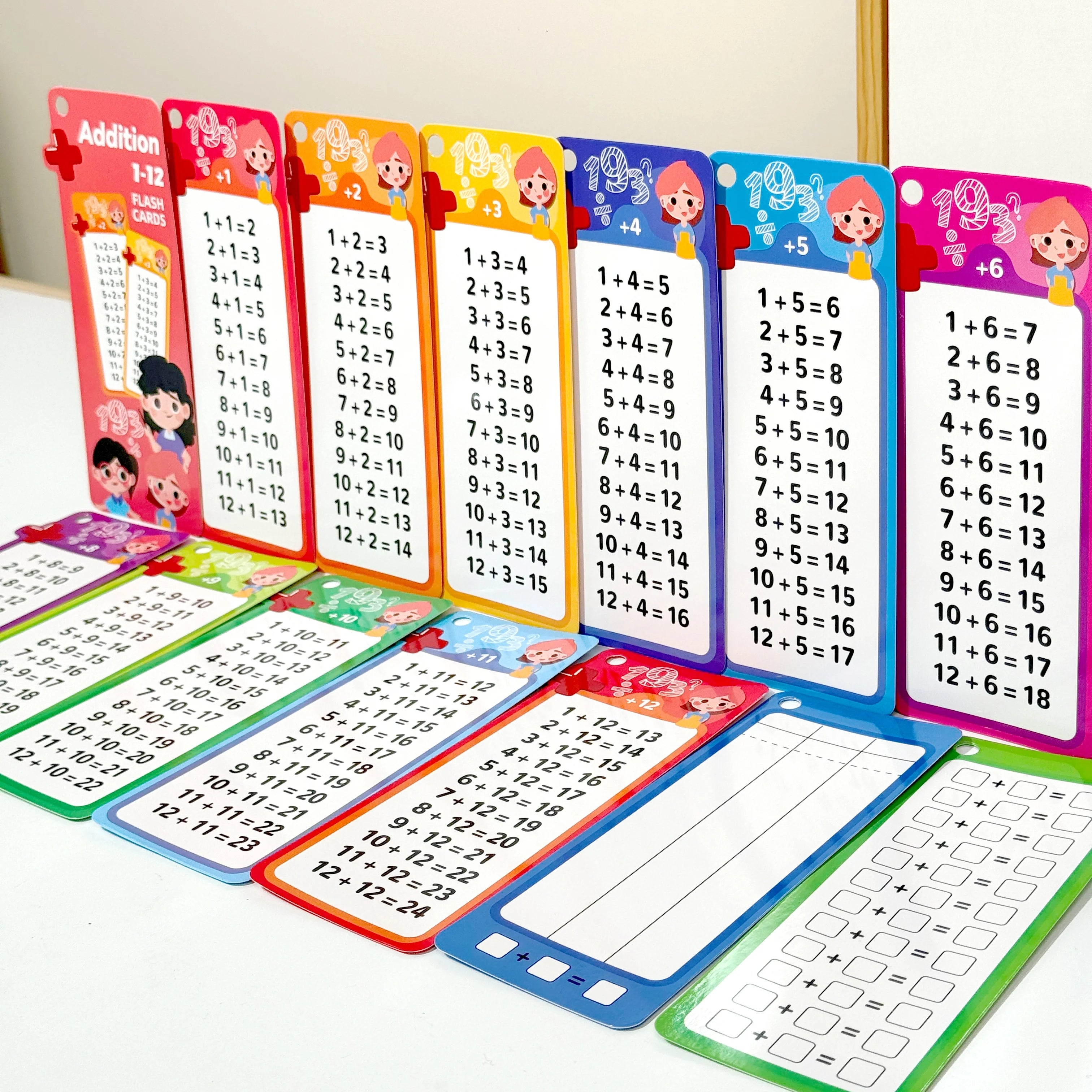 Digital Learning Math Flash Cards Set – 15 Reusable Cards with Erasable Pens for Kids Math Practice & Memory Training