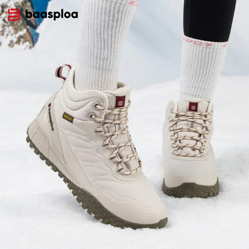 Baasploa Winter Women Sneakers – Plush Warm Waterproof Snow Boots