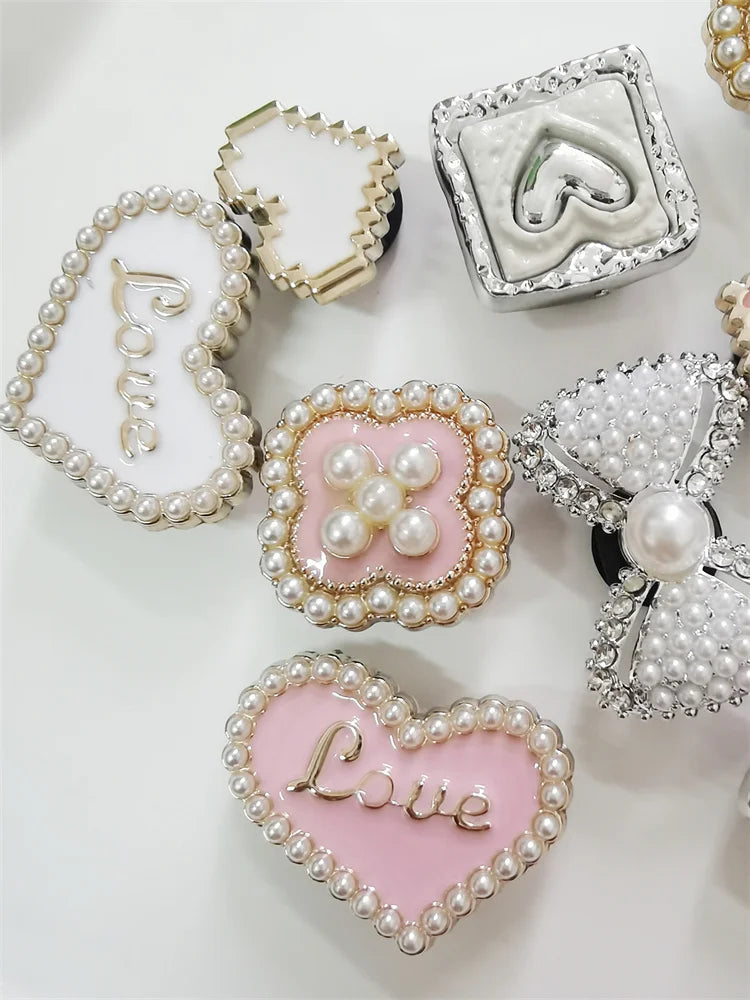 5PCS ABS Shoe Charms Buckles DIY Rhinestone Bowtie Clog Parts Decoration Garden Shoes Accessories For Women Birthday Party Gifts