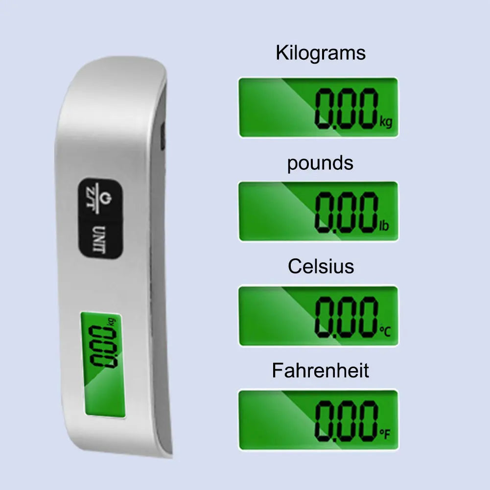 50kg/110lb Portable Digital Luggage Weight Scale LCD Display Electronic Hanging Suitcase Travel Weighs Portable Scale