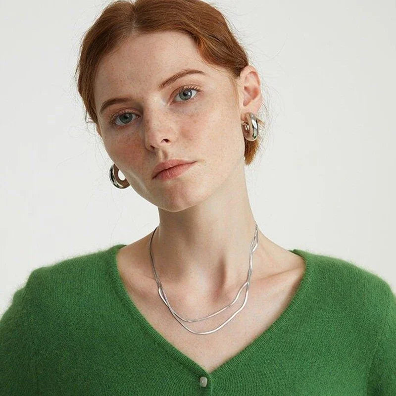 Classic Gold-Plated Chunky Hoop Earrings – Smooth Round C-Shape Stainless Steel Fashion Jewelry for Women