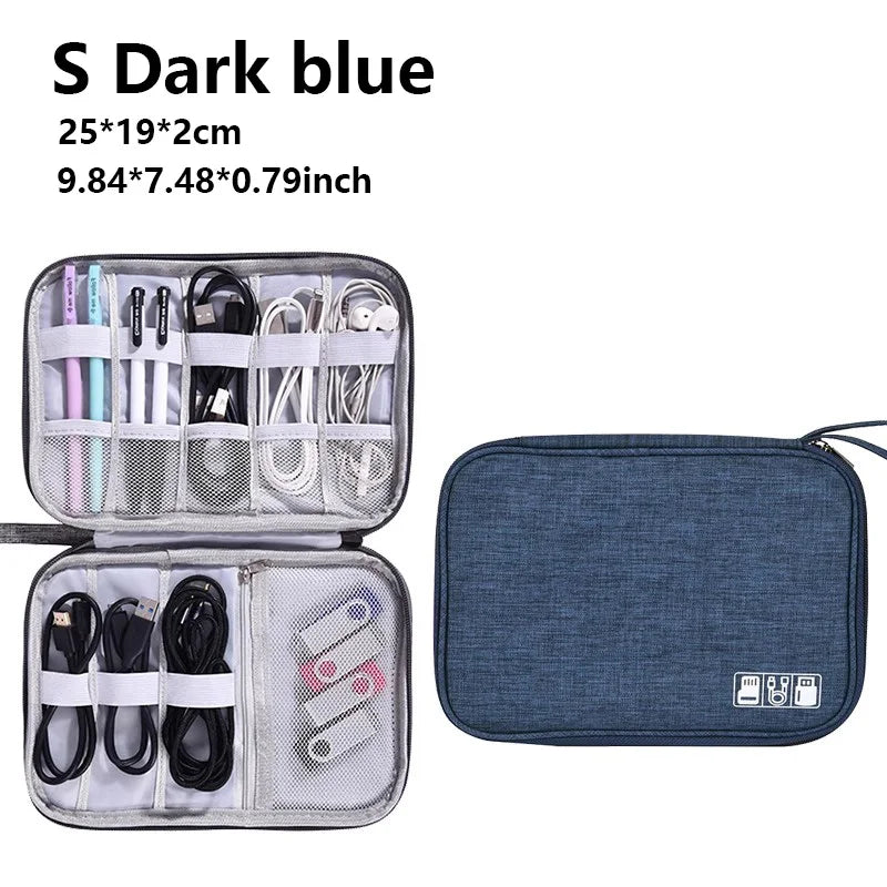 Waterproof Cable Storage Organizer Bag – Portable Travel Electronic Accessories Case for Cables & Chargers
