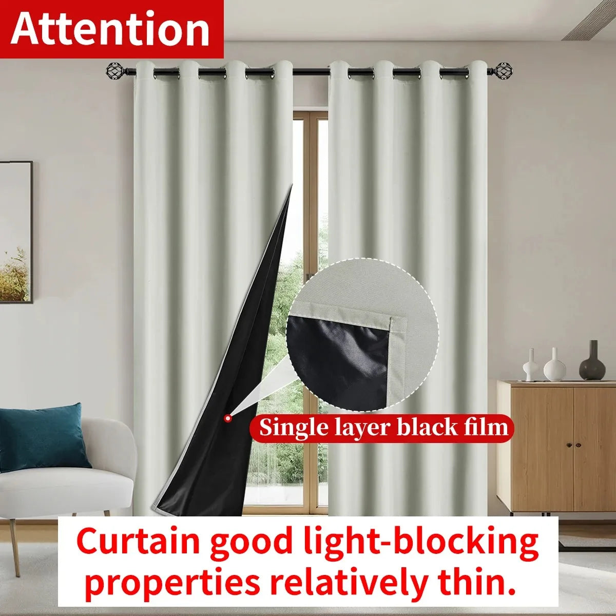 1pc Solid Blackout Curtain with Grommets – Total Privacy Bedroom Drapes