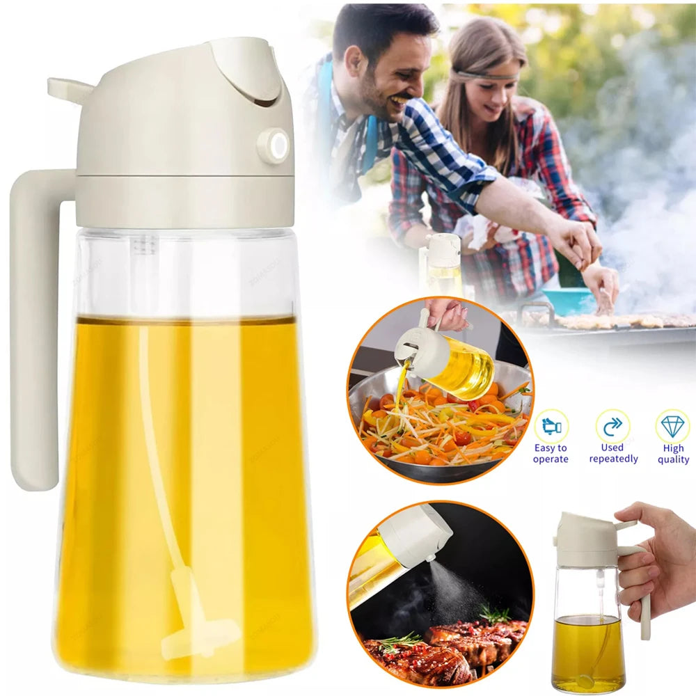2-in-1 Oil Sprayer & Pourer Bottle for Cooking and BBQ