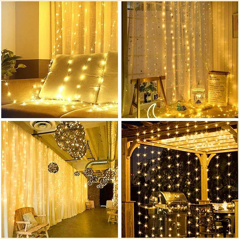 3M LED Curtain Fairy String Lights – 8 Mode USB Decorative Lights for Home, Garden & Wedding