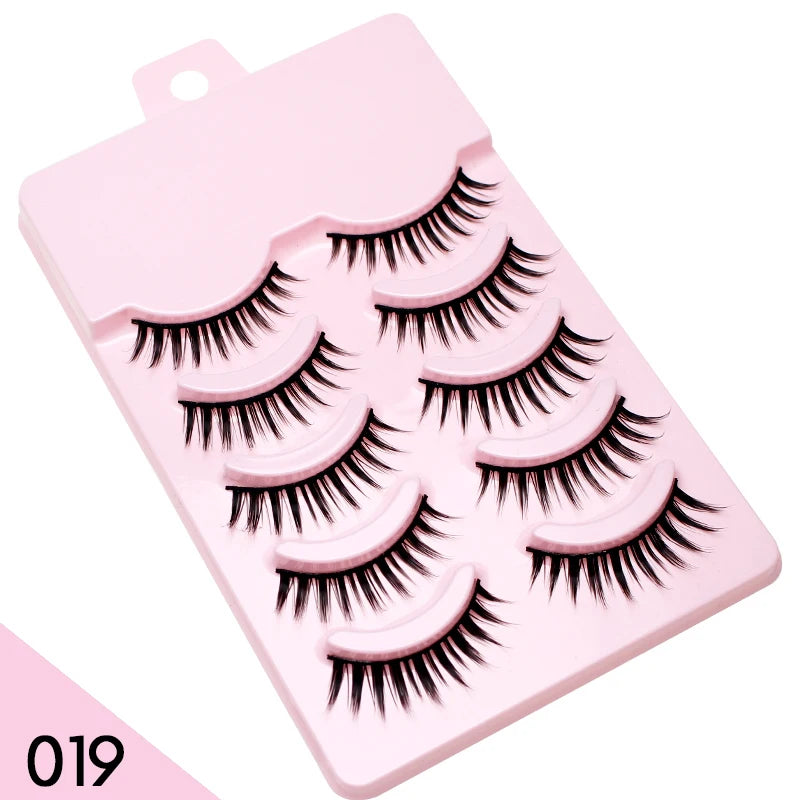DINGSEN Anime Fake Eyelashes – 5 Pairs Natural Manga Lashes with Clear Band