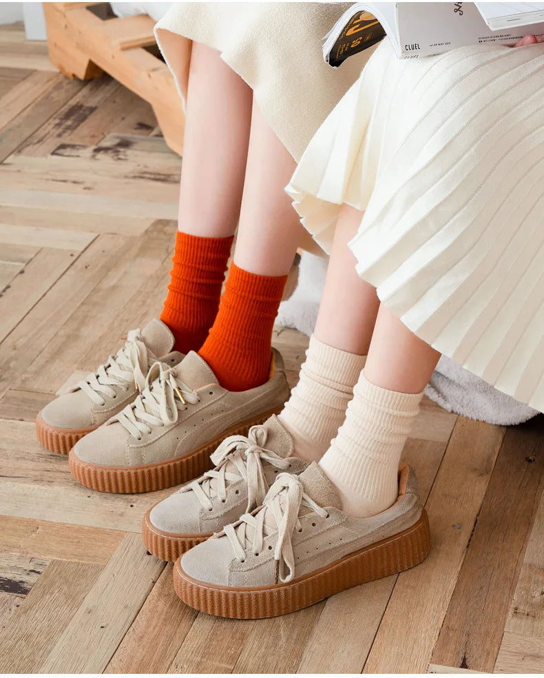 Japanese Fashion Sports Socks – Unisex Cotton Street Style Crew Socks for Autumn & Winter