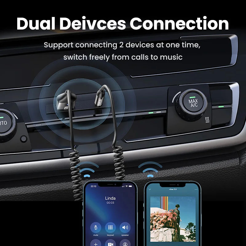 Bluetooth 5.3 Car Audio Receiver Wireless Hands-Free Adapter AUX 3.5mm