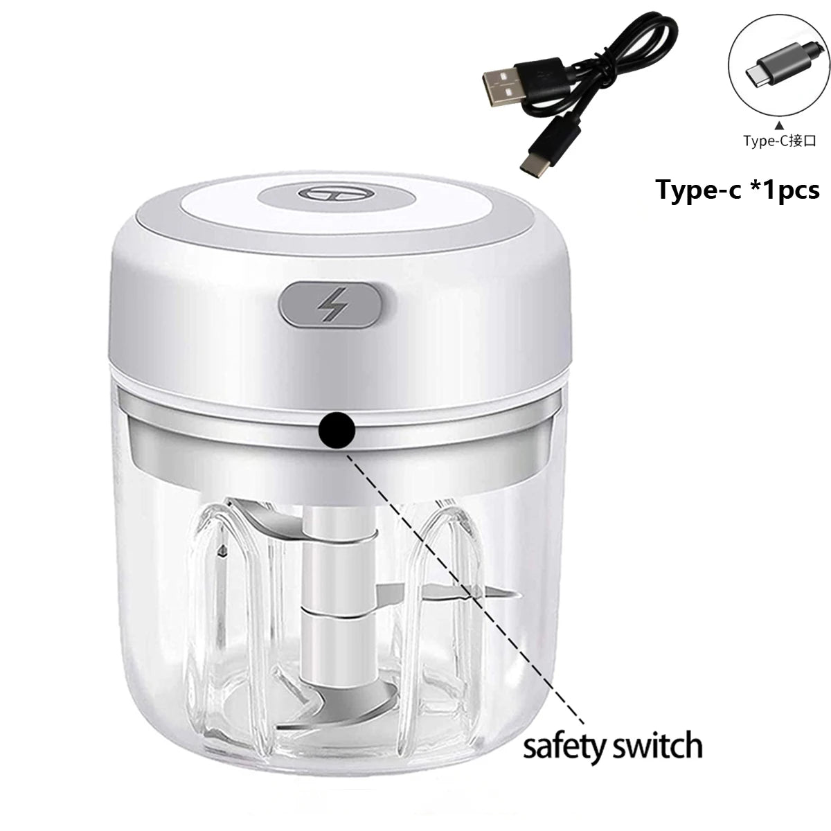 Electric Mini Garlic Chopper – USB Rechargeable Garlic & Meat Masher