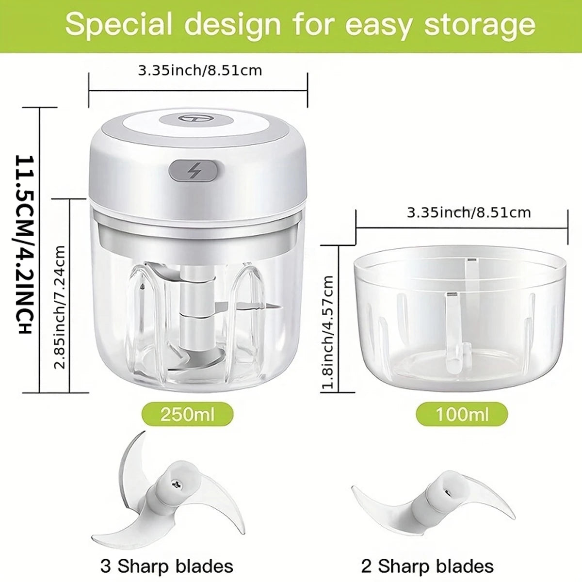 Electric Mini Garlic Chopper – USB Rechargeable Garlic & Meat Masher