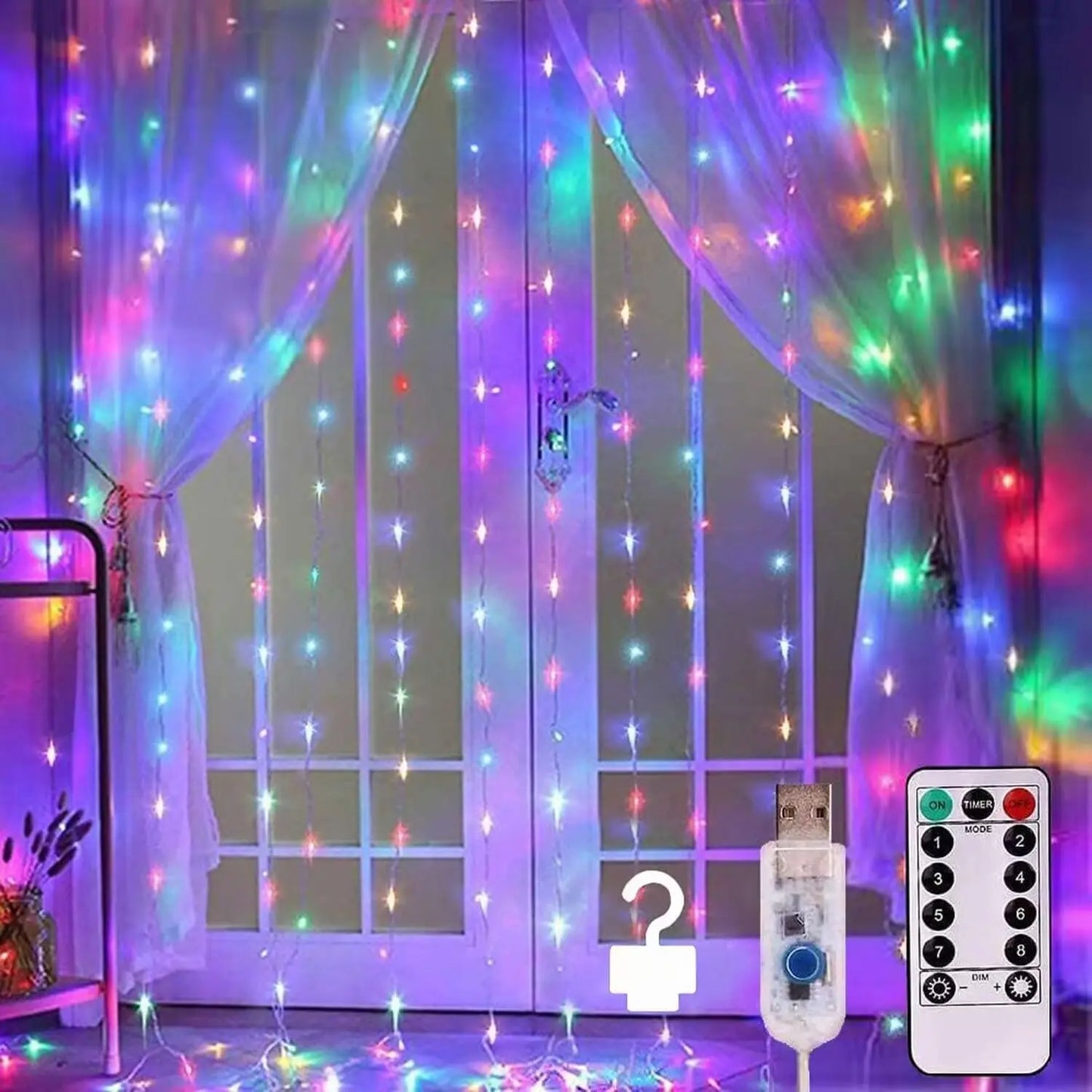 300LED Curtain Fairy Lights – 8 Modes Twinkle String Lights with Remote for Bedroom & Wedding Decor