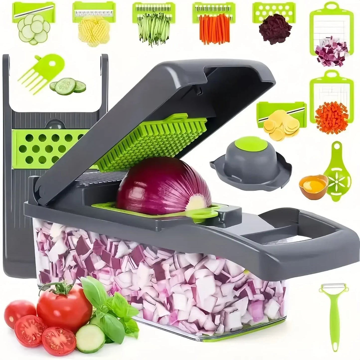 Multifunctional Vegetable Chopper – 14/16-in-1 Slicer, Dicer & Grater