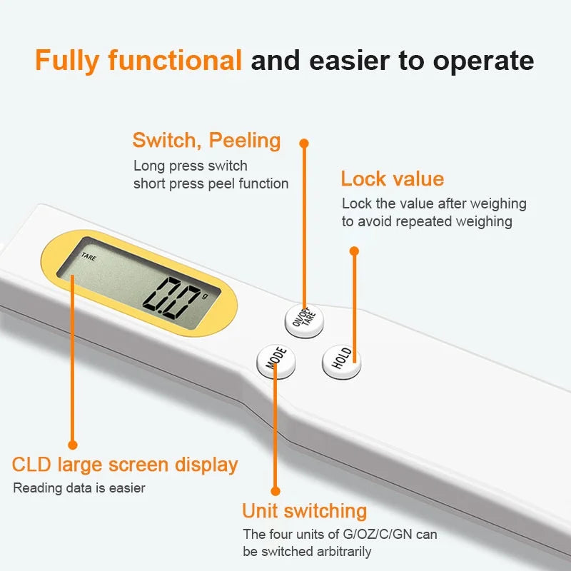 Digital Mini Spoon Scale 0.1–500g Kitchen Measuring Tool