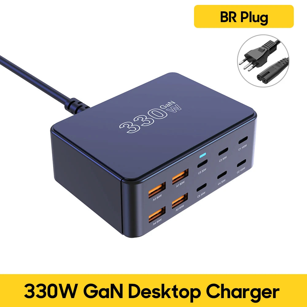 800W GaN USB-C Charger – 100W PD3.0 PPS QC3.0 Multiport Fast Charging Station for iPhone 15/16, Samsung, MacBook & Laptops