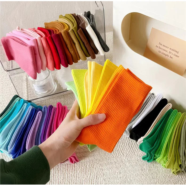 Japanese Fashion Sports Socks – Unisex Cotton Street Style Crew Socks for Autumn & Winter