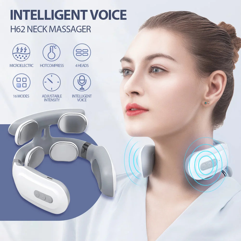 Smart Heated Neck & Back Massager – Wireless TENS Pulse Muscle Relaxer for Shoulder & Pain Relief