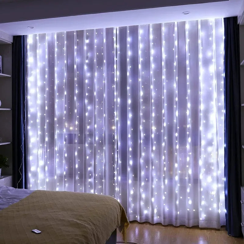 300LED Curtain Fairy Lights – 8 Modes Twinkle String Lights with Remote for Bedroom & Wedding Decor