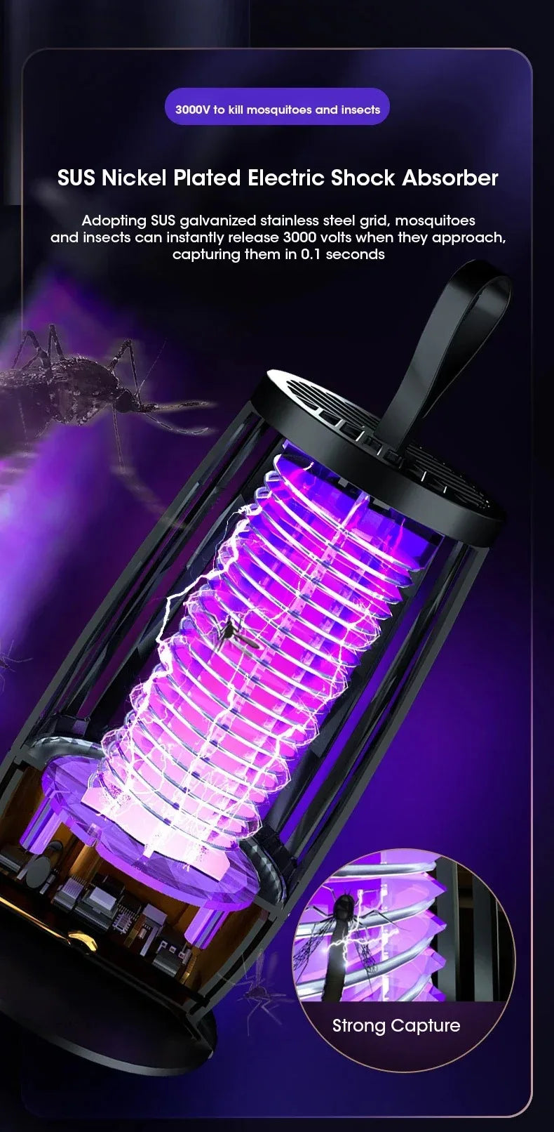 Portable Electronic Mosquito Killer Lamp – Electric Insect Zapper & Repellent Machine for Home & Outdoor Use