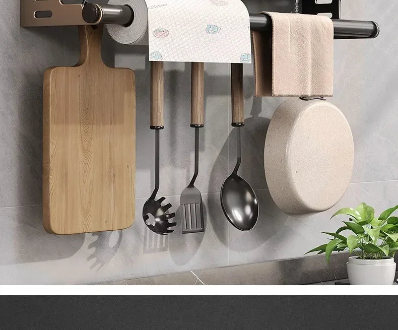 Stylish Wall-Mounted Kitchen Condiment Rack with Oil & Vinegar Storage
