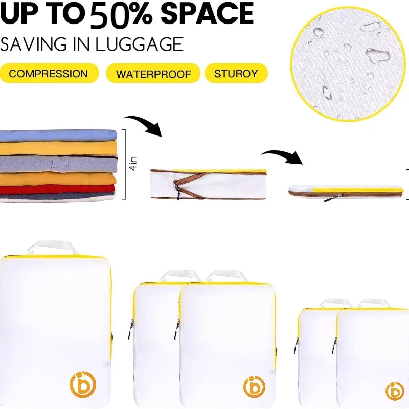 2/6/9-Piece Waterproof Travel Packing Cubes Set – Space-Saving Luggage Organizer Bags