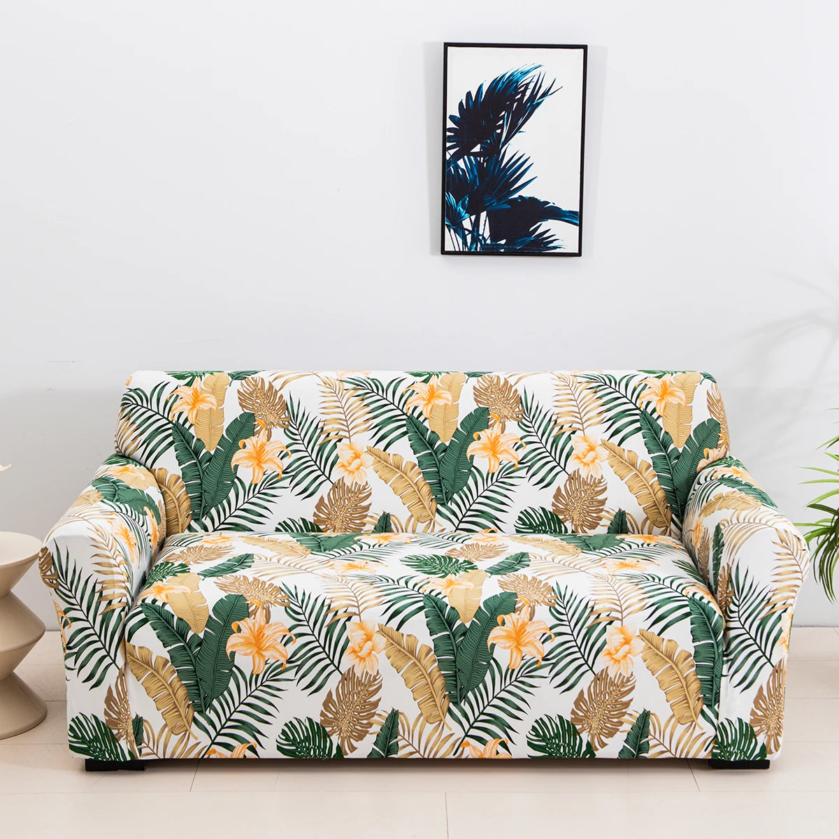 Floral Stretch Sofa Cover – Elastic Furniture Protector for Home & Office