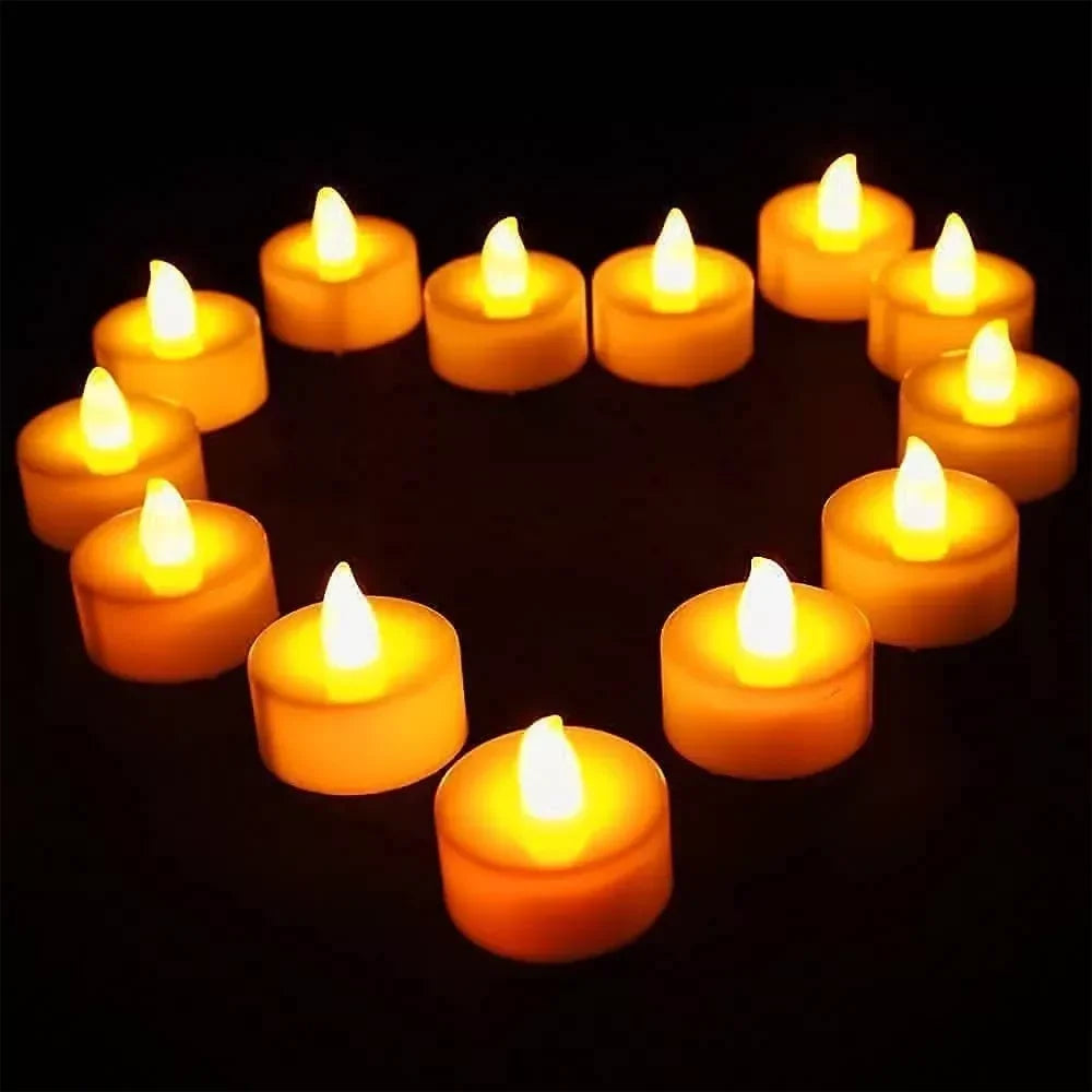 LED Flameless Tea Candles – Battery-Powered Fake Candles for Home & Party Decor