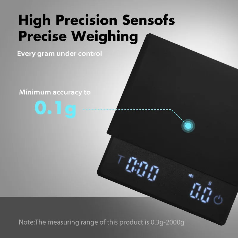 AliKisscafe Digital Coffee Scale – 0.1g High Precision Barista Tool