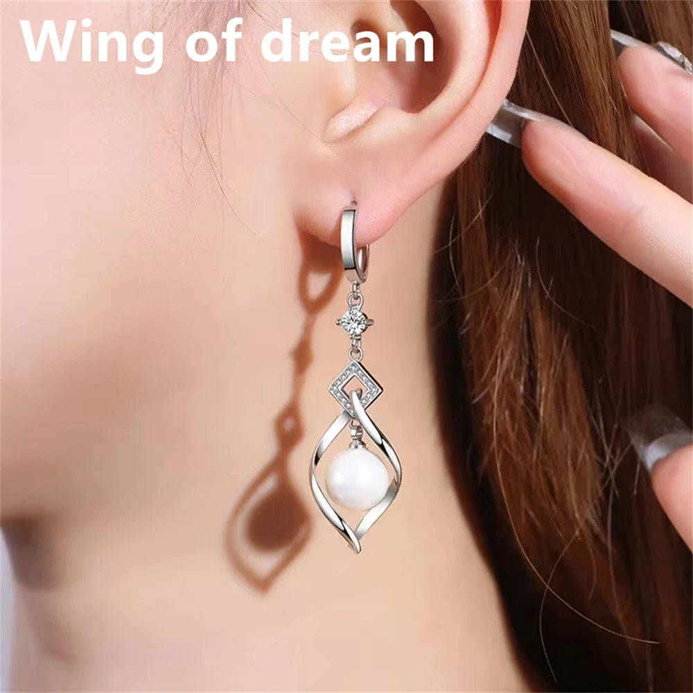 925 Sterling Silver Pearl & Crystal Zirconia Earrings – Gorgeous Wedding & Party Jewelry for Women
