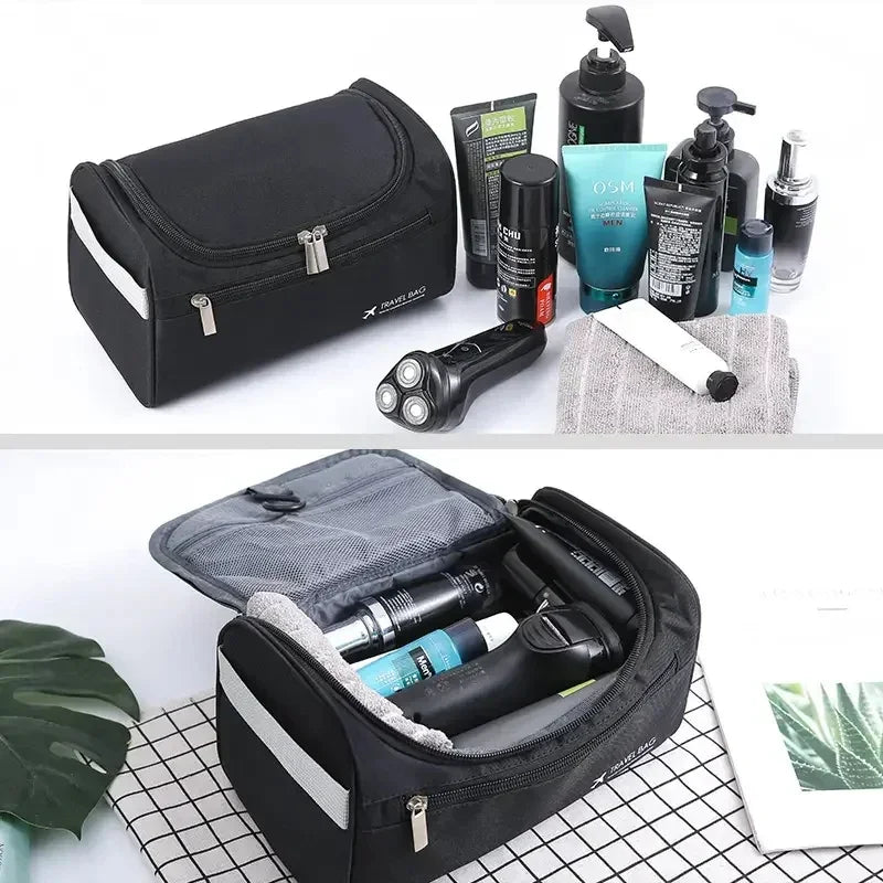 For Traveling Large Cosmetic Bag Leather Toiletry Bag for Men Women Dopp Kit Mens Hanging Toiletry Bag