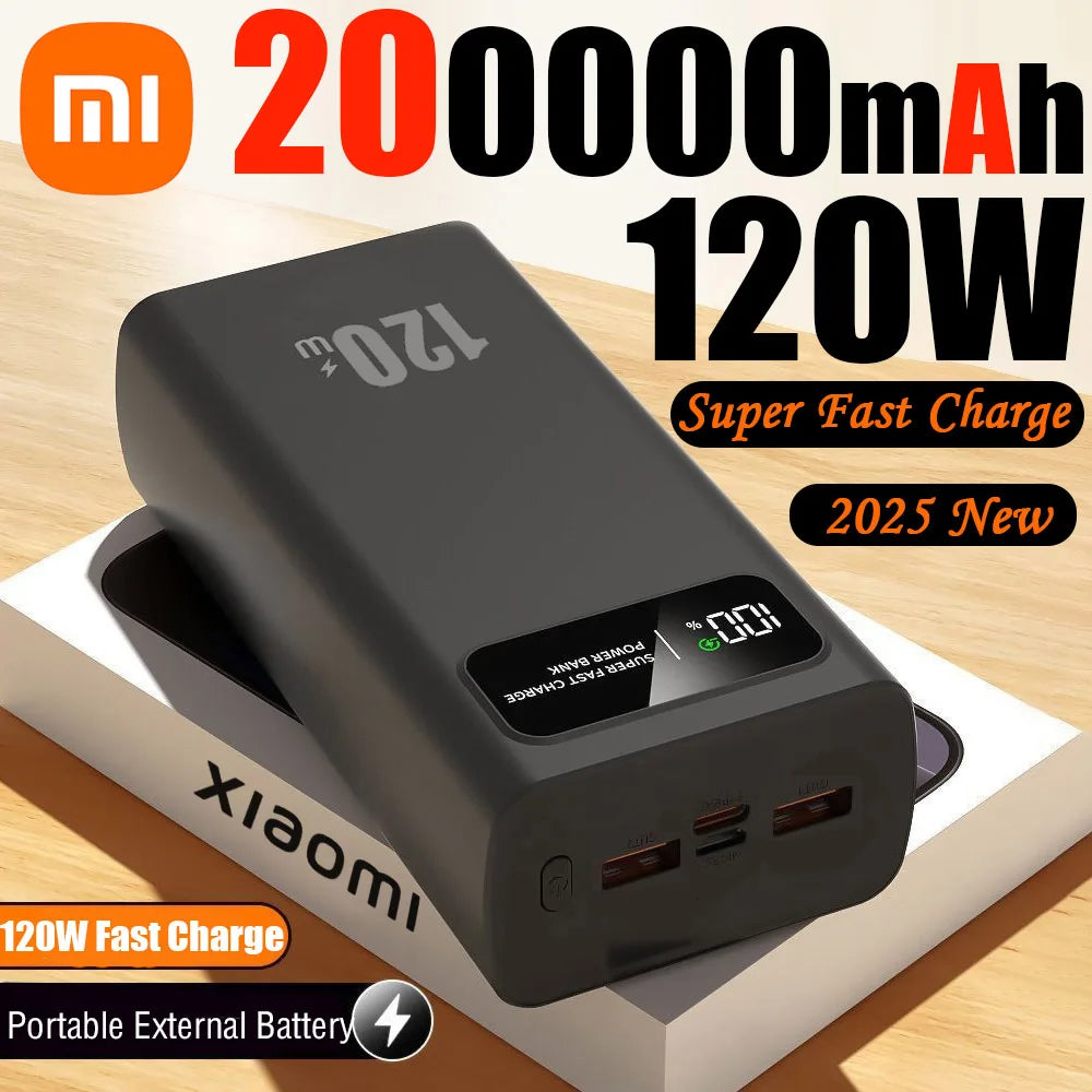 Xiaomi 200000mAh 120W Power Bank  Fast Charging Portable Mobile Power Ultralarge Capacity Digital Display External Battery ﻿
